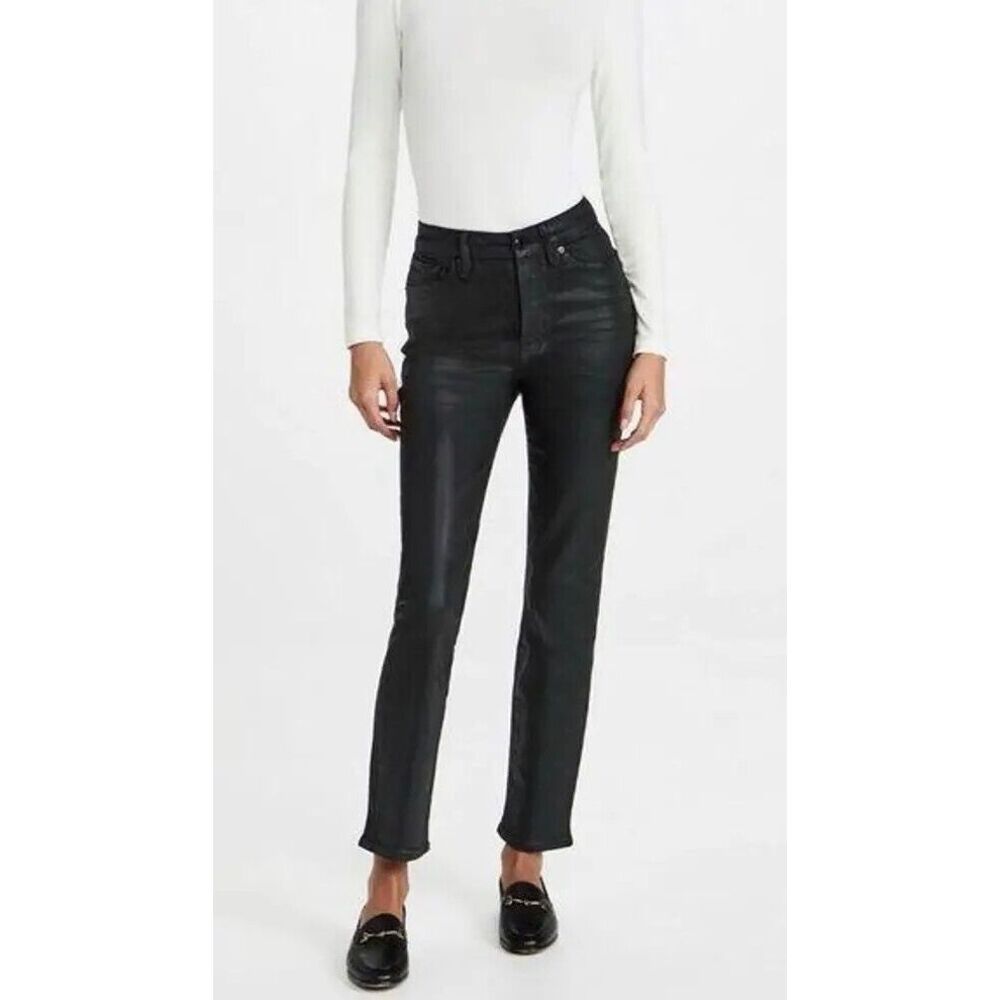Good American Jeans Woman's 0/25 Black Coated Hand Made‎ Classiccore Normcore